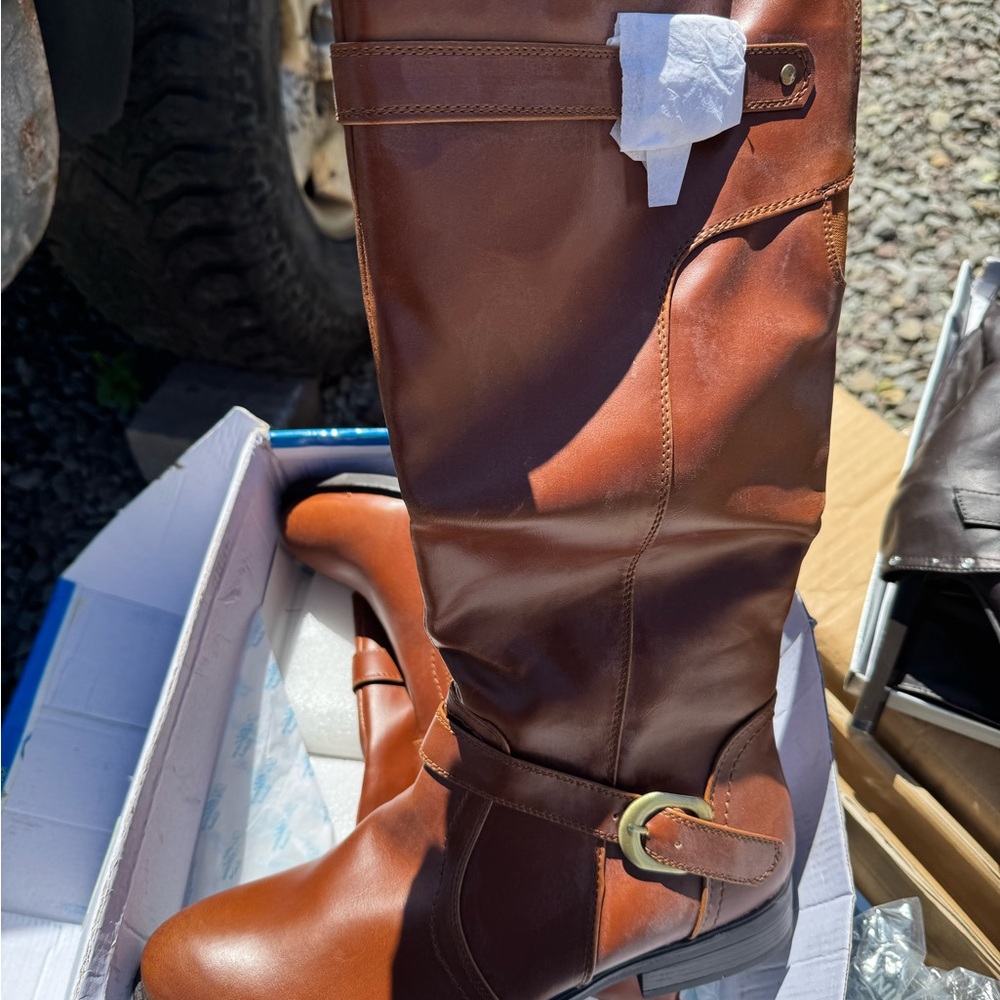 Brown Leather Knee-High Boots